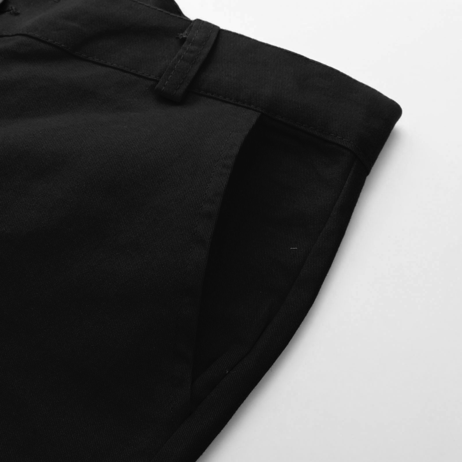 thumbnail image 3 of Pantalones informales lisos de talla grande para hombre, cintura ajustada, botones/bolsillos/cremallera decorativos, algodón, tallas M-XXXL, 3 of 8
